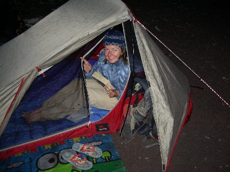 In my happy little home for the night