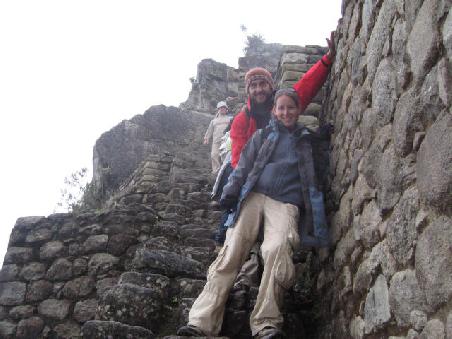 the newly engaged climbing down