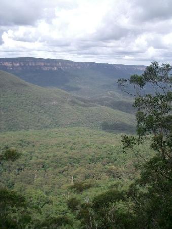 view over blue mountains